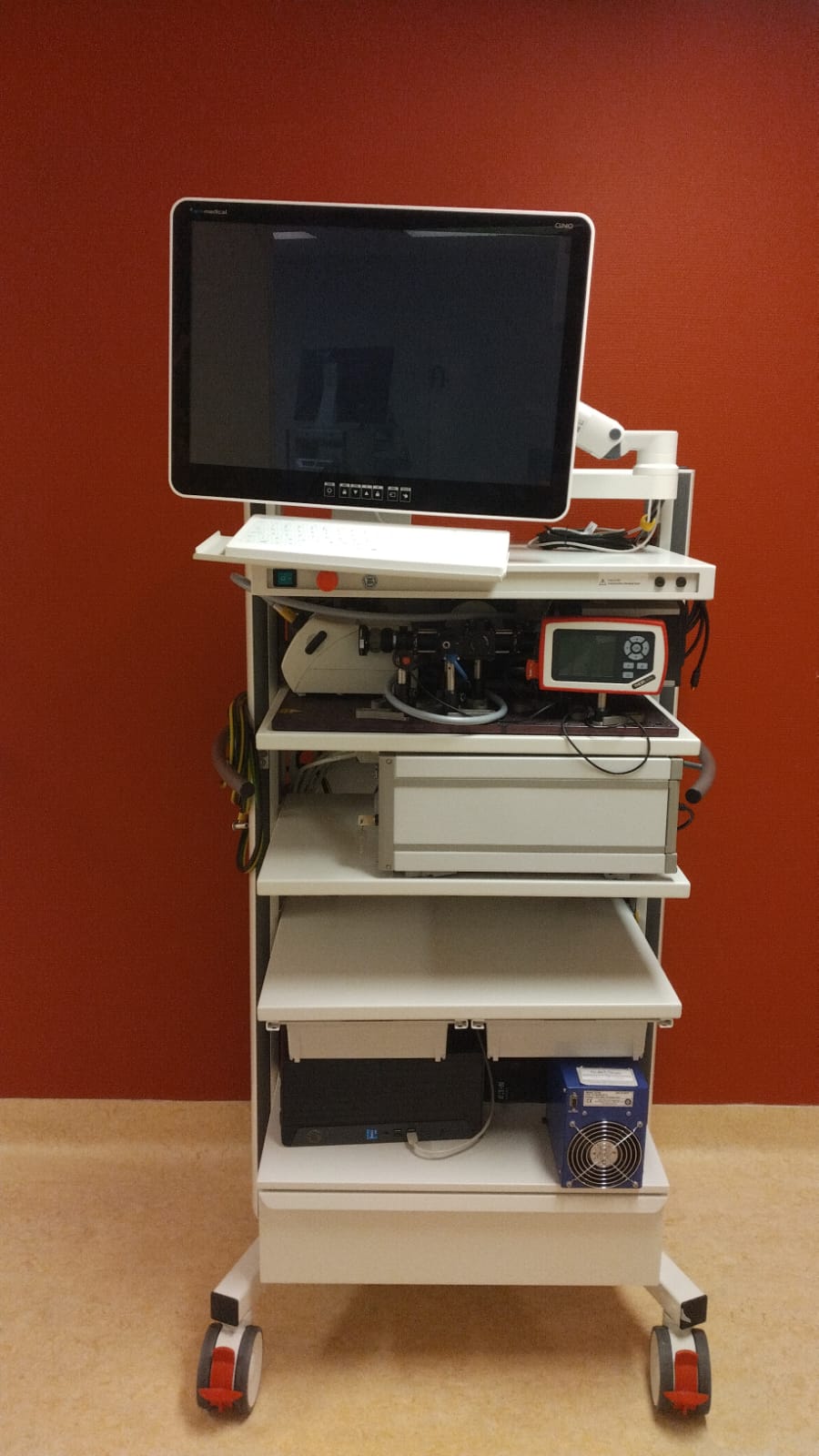 Medical grade technology tower with camera hardware.